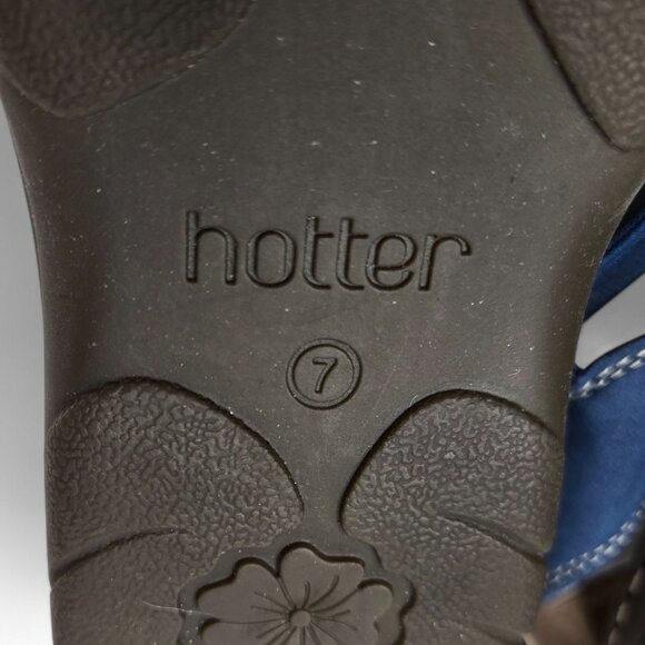 Hotter Molly Blue Suede Sandals Women's Floral Accent Summer Suede Insole 9 - Picture 11 of 11